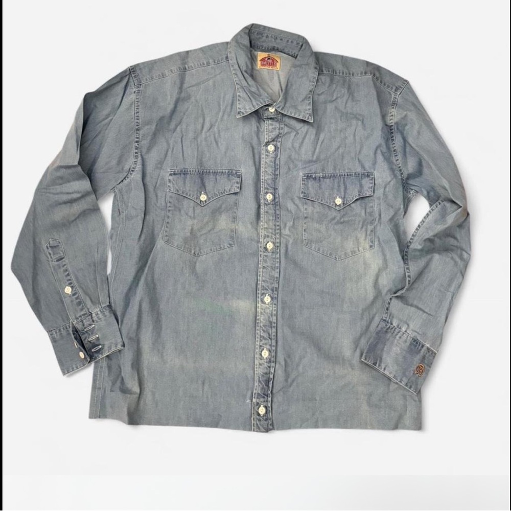 Casual Light Blue Denim Shirt for Men